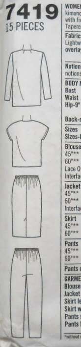 SIMPLICITY 7419 JACKET-BLOUSE-PANTS-SKIRT SIZE 18W 24W COMPLETE-UNCUT-F/FOLDED