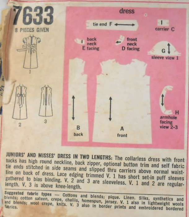 SIMPLICITY 7633 DRESS IN 2 LENGTHS SIZE 14 BUST 36 COMPLETE-ZIPLOC
