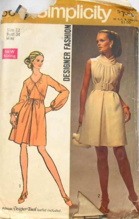 VINTAGE SIMPLICITY 8648 DESIGNER FASHION DRESS-SIZE 12 BUST 34 COMPLETE