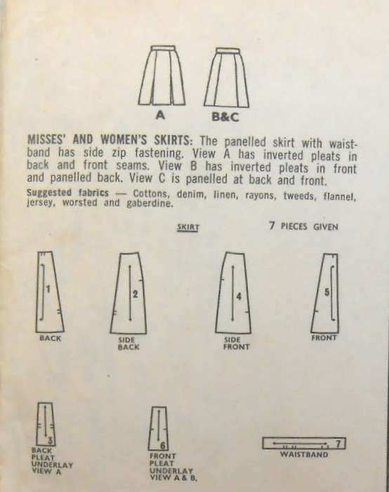 VINTAGE STYLE 2363 LADIES SKIRTS SIZE WAIST 31 HIP 42  COMPLETE-UNCUT-F/FOLDED