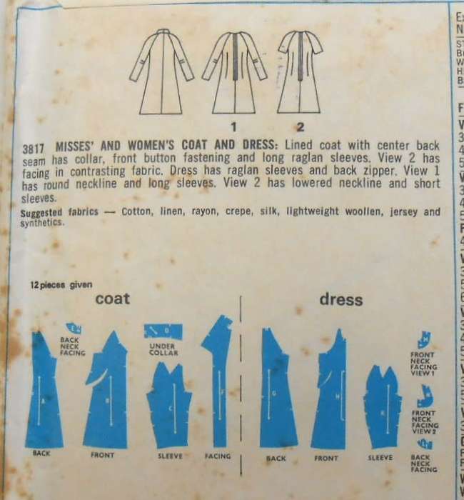 VINTAGE STYLE 3817 COAT & DRESS SIZE 14 BUST 36 - COMPLETE