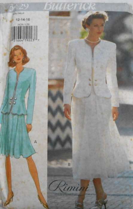 BUTTERICK 3429 TOP & SKIRT SIZE 12-14-16 COMPLETE-UNCUT-F/FOLDED
