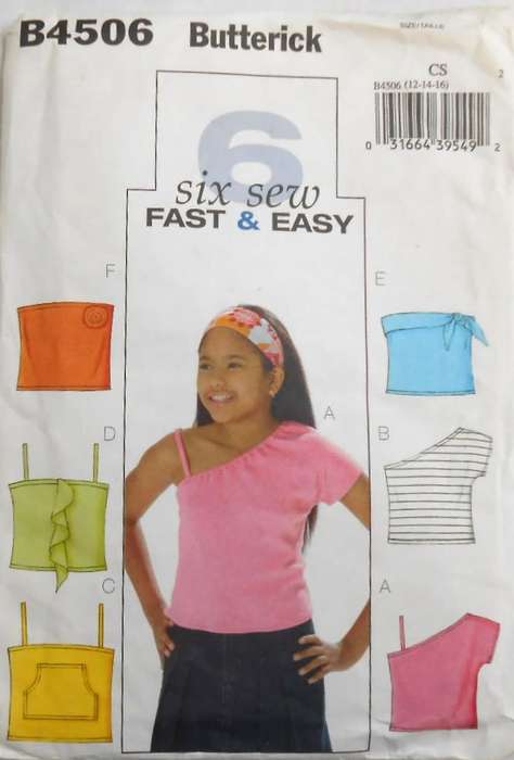 BUTTERICK B4506 SEMI FITTED TOP WITH VARIATIONS  SIZE 12-14-16 COMPLETE-CUT TO 16