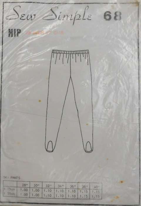 SEW SIMPLE 68 SKI PANTS SIZE 38 OR 97 CM COMPLETE-UNCUT-F/FOLDED