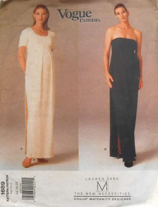 VOGUE 1689 EVENING DRESS WITH LINED BODICE - ONLY DRESS A SIZES 14-16-18 COMPLETE-DRESS A-CUT TO 14