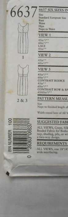 NEW LOOK PATTERNS 6637 HIGH BODICE COCKTAIL DRESS SIZE 6-16 COMPLETE-CUT TO 10