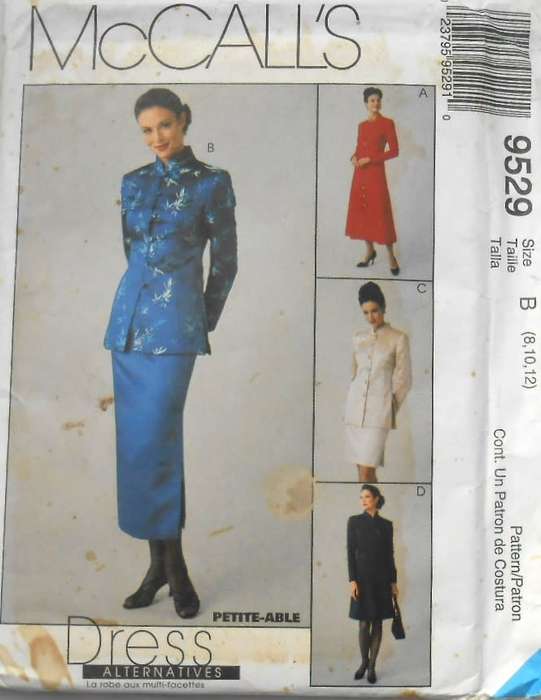 McCALLS 9529 LINED DRESS IN 2 LENGTHS-LINED JACKET & SKIRT SIZE 8-10-12 COMPLETE-UNCUT-F/FOLDED