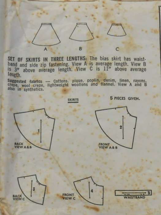 VINTAGE STYLE 2396 SET OF SKIRTS IN 3 LENGTHS SIZE WAIST 27 HIP 38 - NO WAISTBAND PATTERN SUPPLIED