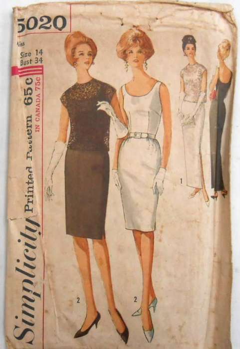 VINTAGE SIMPLICITY 5020ONE PIECE DRESS & OVERBLOUSE SIZE 14 BUST 34-COMPLETE