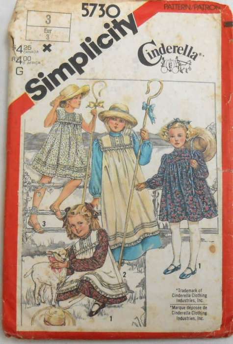 VINTAGE SIMPLICITY 5730  GIRLS DRESS OR PINAFORE-SUNDRESS  SIZE 3 YEARS-COMPLETE-ZIPLOC
