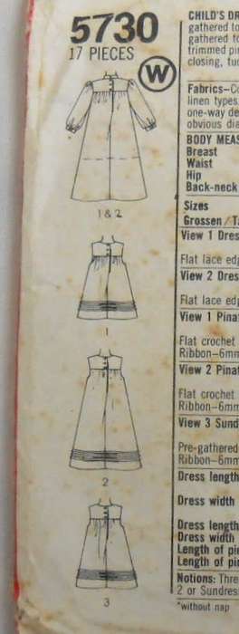 VINTAGE SIMPLICITY 5730  GIRLS DRESS OR PINAFORE-SUNDRESS  SIZE 3 YEARS-COMPLETE-ZIPLOC
