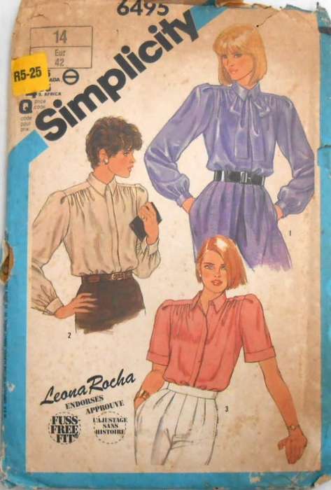 SIMPLICITY 6495 LOOSE FITTING BLOUSE & TIE SIZE 14 COMPLETE-ZIPLOC