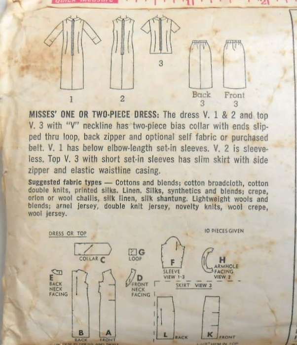 VINTAGE SIMPLICITY 6895 ONE OR TWO PIECE DRESS SIZE 14 BUST 34 COMPLETE