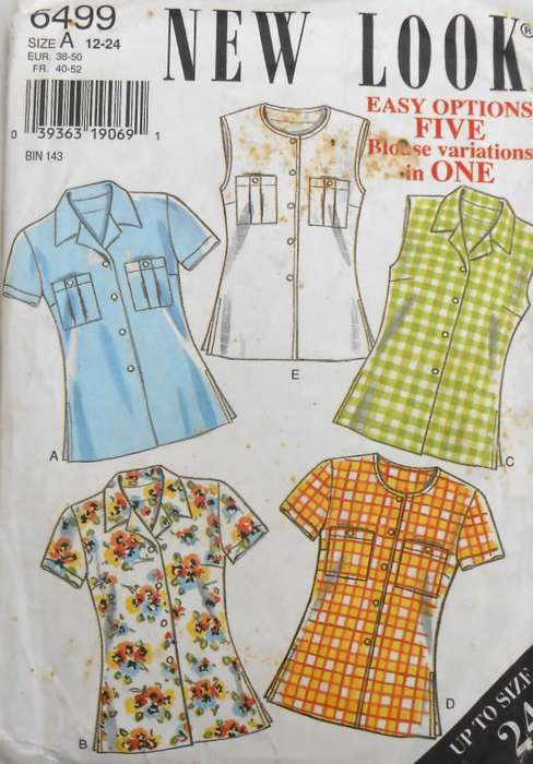 NEW LOOK PATTERNS 6499 SET OF TOPS  SIZE 12-24 COMPLETE-CUT TO 12