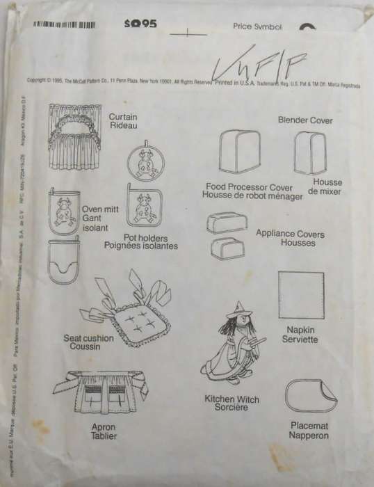 McCALLS HOME DECORATING 7562 KITCHEN ESENTIALS - ONE SIZE - COMPLETE-UNCUT-F/FOLDED