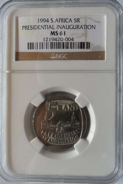 @@ YES !!!! NGC GRADED - MS61 - 1994 MANDELA inauguration R5 COIN @@