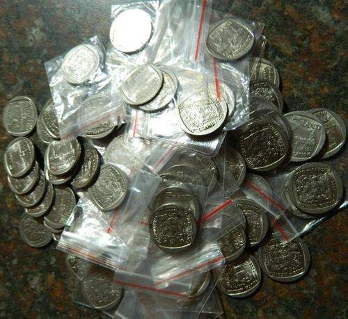 90 X USED  INAUGURATION R5 COINS - USED LOSE COINS - BID PER COIN