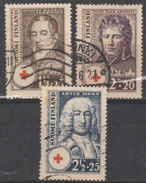 FINLAND 1936 ISSUE Mi#194/96 FULL SET F.U. RED CROSS C/V R 240.00 LOOK SCAN