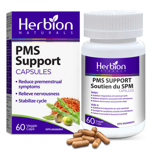 Herbion Naturals PMS Support help Reduce Premenstrual Symptoms, Relieve Nervousness, 60 Veggie Caps