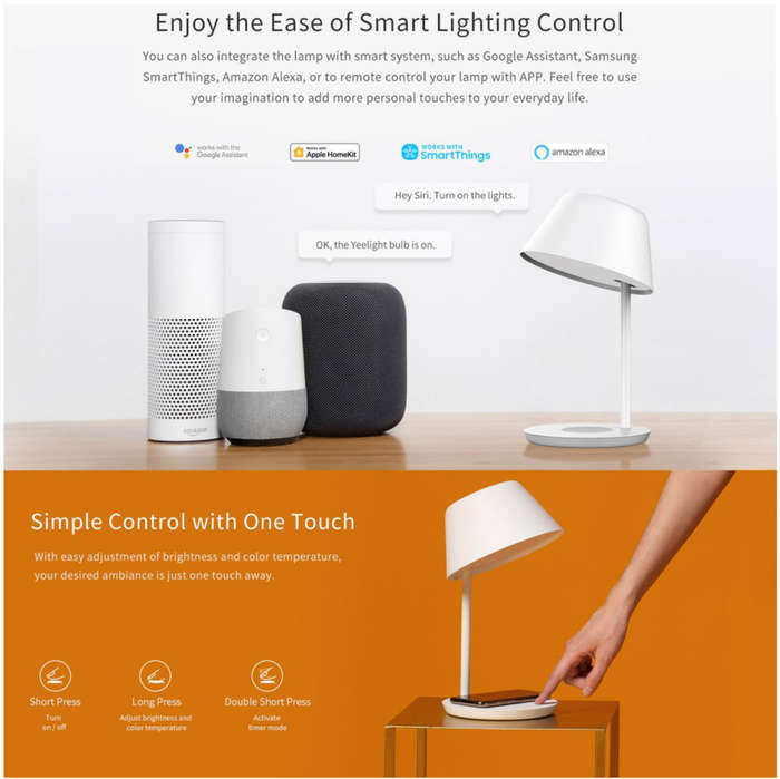 Yeelight Staria Bedside Lamp Pro - 10W Wireless Charge Smart Light, HomeKit