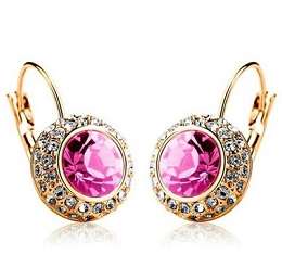 SWAROVSKI ELEMENTS CRYSTAL ROSE RED EARRING