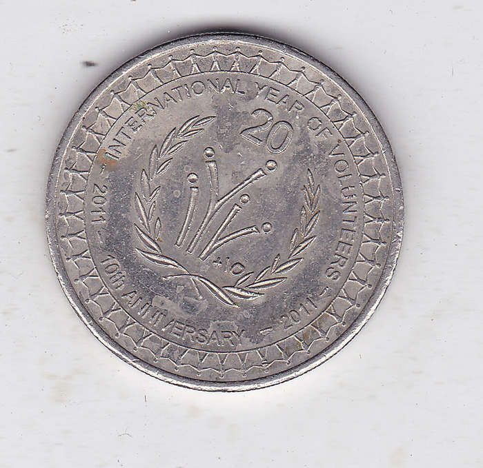 AUSTRALIA 20 CENTS INTERNATIONAL EAR OF VOLUNTEERS 2011