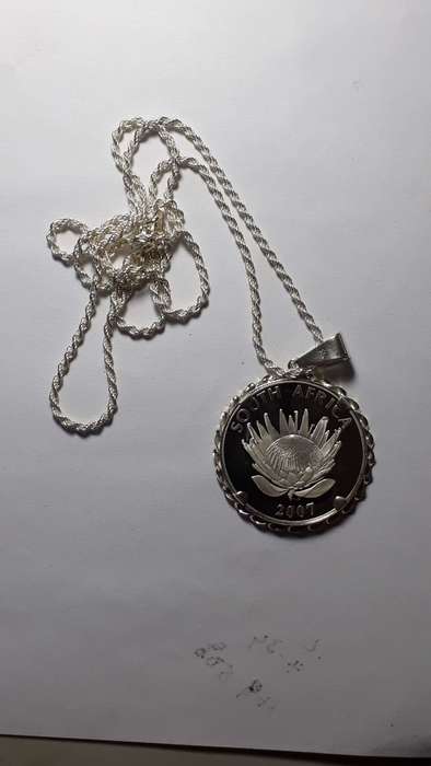 SOUTH AFRICA SILVER DE KLERK R1 PENDANT WITH STERLING SILVER CHAIN 2007