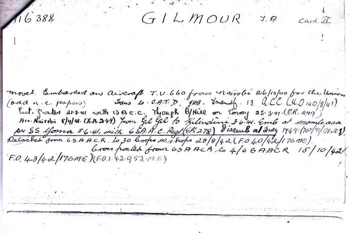 WW2 TRIO - 116388 A.T. GILMOUR WOUNDED IN ACTION  - COPIES SERVICE RECORDS