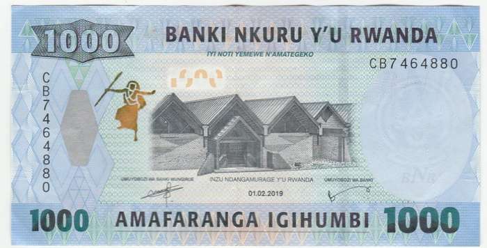 RWANDA 1000 FRANCS MONKEY 2019 FACE VALUE R15