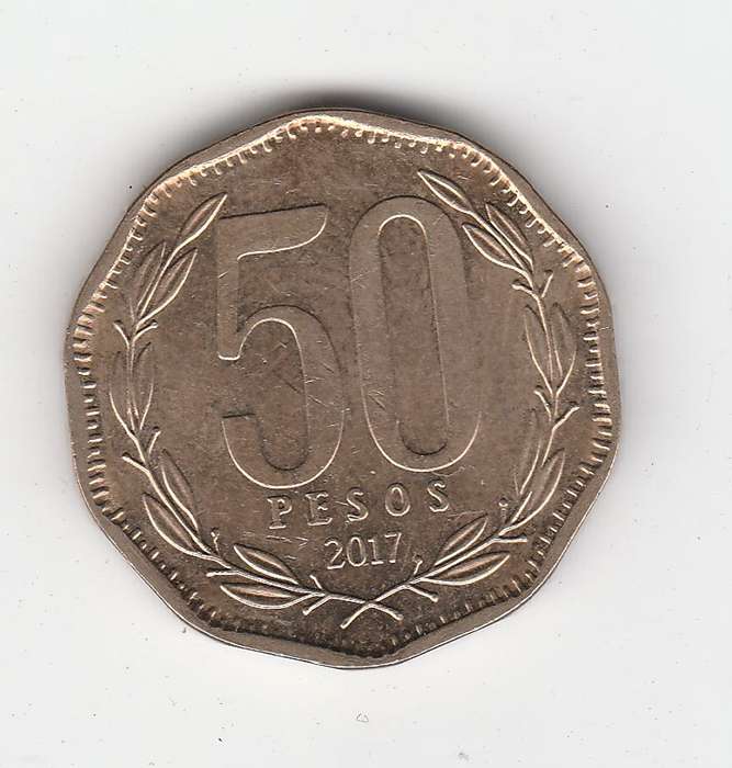 CHILE 50 PESOS 2017 AUNC