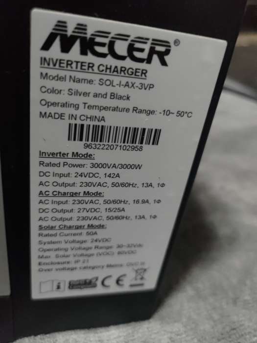 Mecer Axpert V 3kW Pure Sine Wave Inverter with 1200W