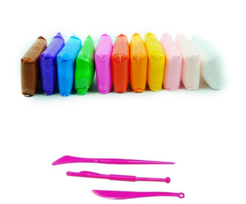 Modelling Super Light Air Crafting Clay & 3 Tools (12 Colours)
