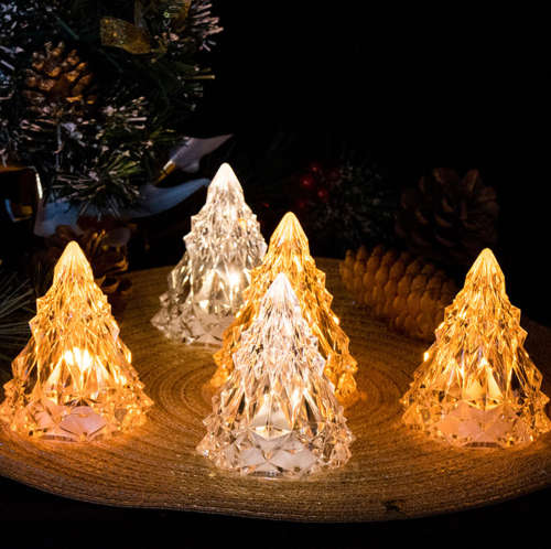 Flameless LED Electronic Candle Light Tree Shape LED Candle Crystal Light