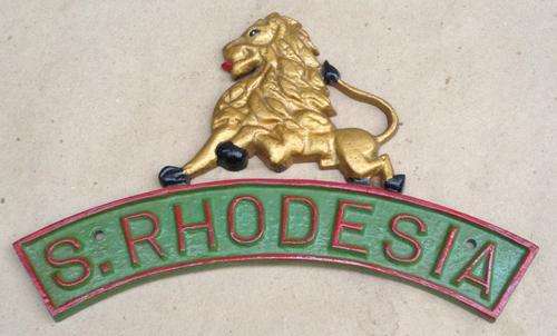 Southern Rhodesia metallic plaque / badge......postage R23.00