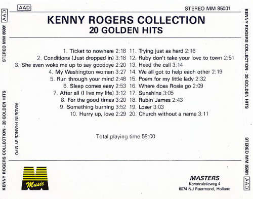 Kenny Rogers & First Edition - Collection - 20 Golden Hits CD Import