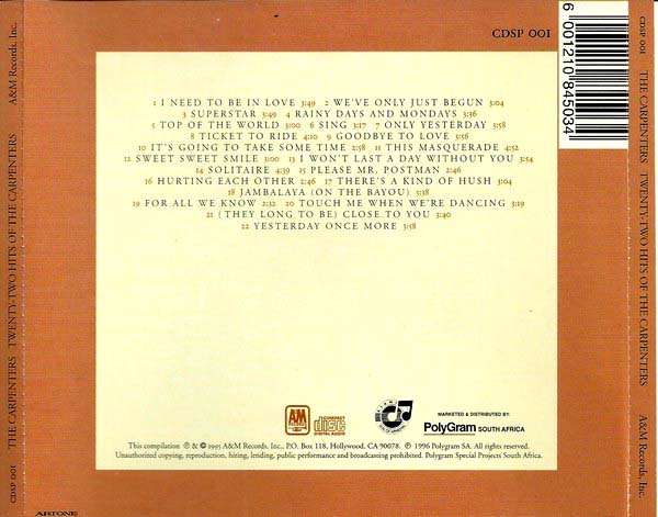 Carpenters - Twenty-Two Hits of the Carpenters CD