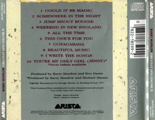 Barry Manilow - Greatest Hits Volume II CD Import
