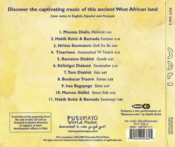 Putumayo Various - Mali CD Import