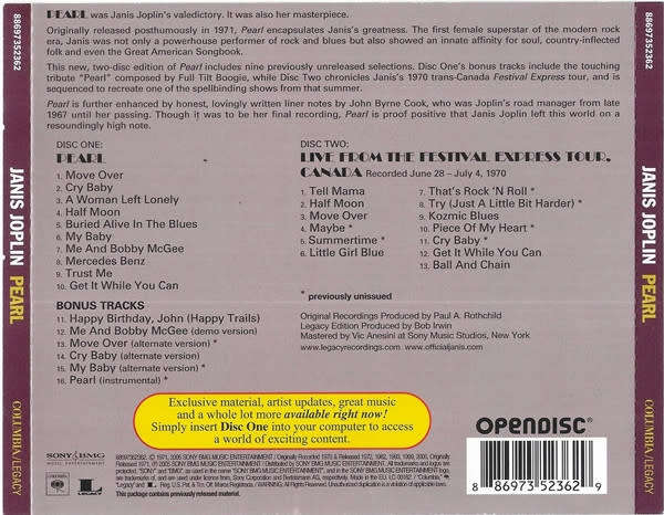 Janis Joplin - Pearl Double CD Import