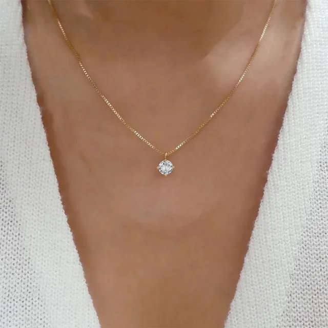 ``R3499` REAL 18K Gold Plated 925 Sterling Silver Necklace With 5A Graded Zirconia