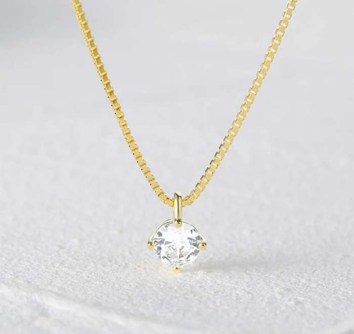 ``R3499` REAL 18K Gold Plated 925 Sterling Silver Necklace With 5A Graded Zirconia