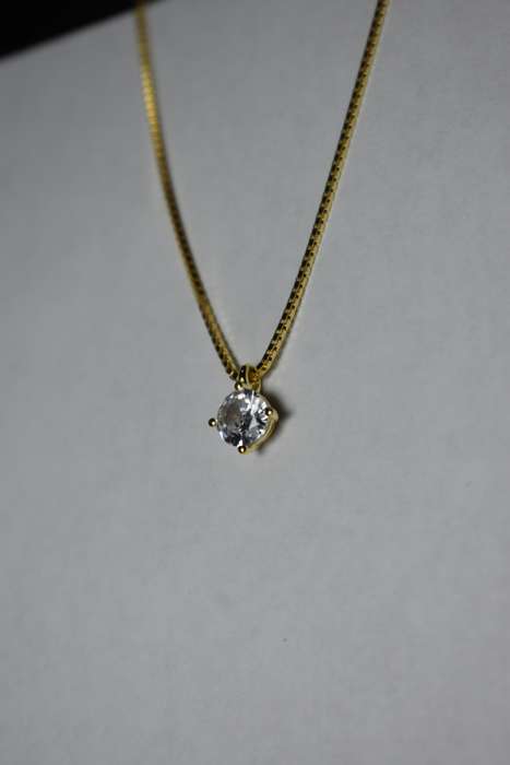 ``R3499` REAL 18K Gold Plated 925 Sterling Silver Necklace With 5A Graded Zirconia
