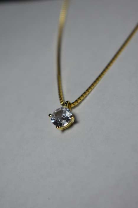 ``R3499` REAL 18K Gold Plated 925 Sterling Silver Necklace With 5A Graded Zirconia