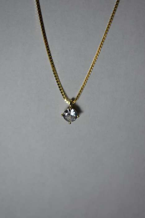 ``R3499` REAL 18K Gold Plated 925 Sterling Silver Necklace With 5A Graded Zirconia