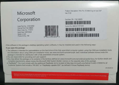 Windows 10 Professional - OEM DVD