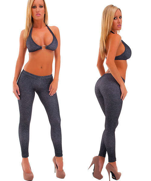 BLACK DENIM LOOK  BUTTON DETAILED TIGHT  LEGGINGS FITS SIZE  8-16 (Read description)