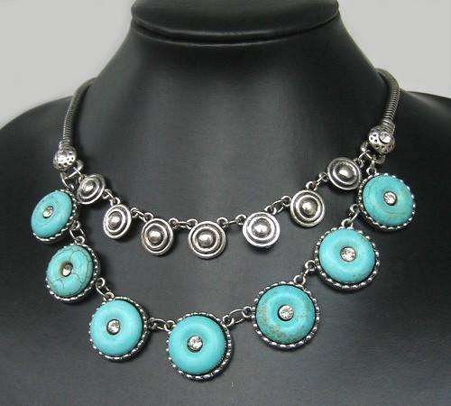 BEAUTIFUL TIBETAN SILVER TURQUOISE & CRYSTAL NECKLACE