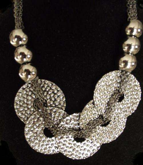 Bohemian Silvertone Round Disks Necklace