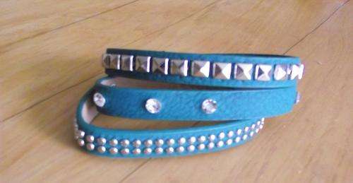 Dark Blue Stud Embellished Wrap Bracelet (blue darker as shown on picture)