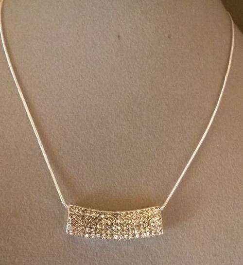GIRLS Silver Snake Chain Rhinestone Pendant Necklace